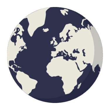 Globe animation showing global reach